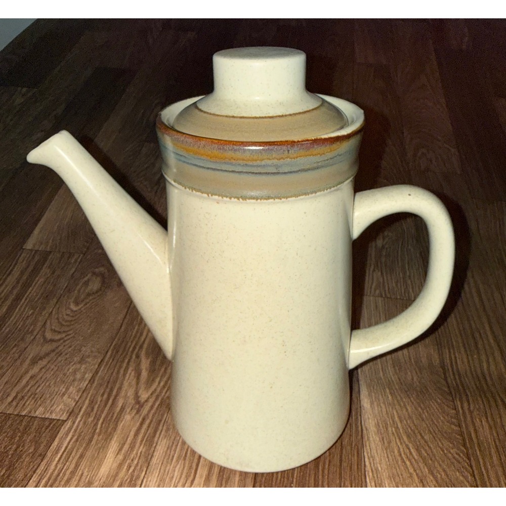 Vintage SR Japan Speckled Stoneware Coffee Pot Teapot MCM Hand Decorated 8in